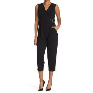 Calvin Klein Womens 12 Belted Black Jumpsuit